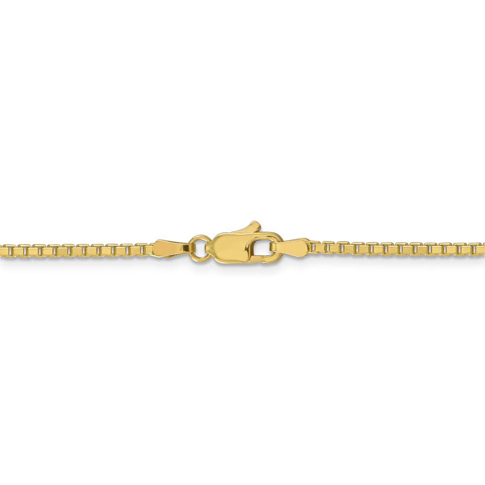 Alternate view of the 1.9mm 10k Yellow Gold Solid Box Chain Necklace by The Black Bow Jewelry Co.