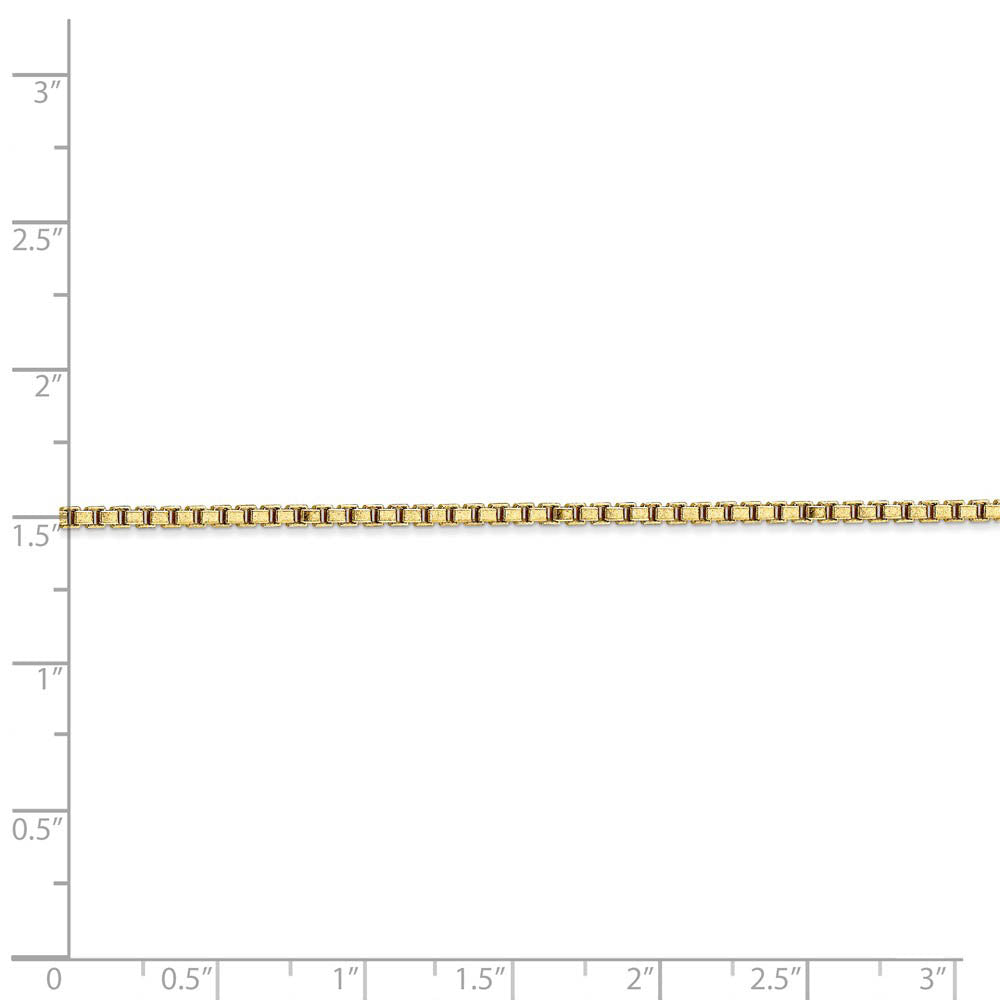 Alternate view of the 1.9mm 10k Yellow Gold Solid Box Chain Necklace by The Black Bow Jewelry Co.