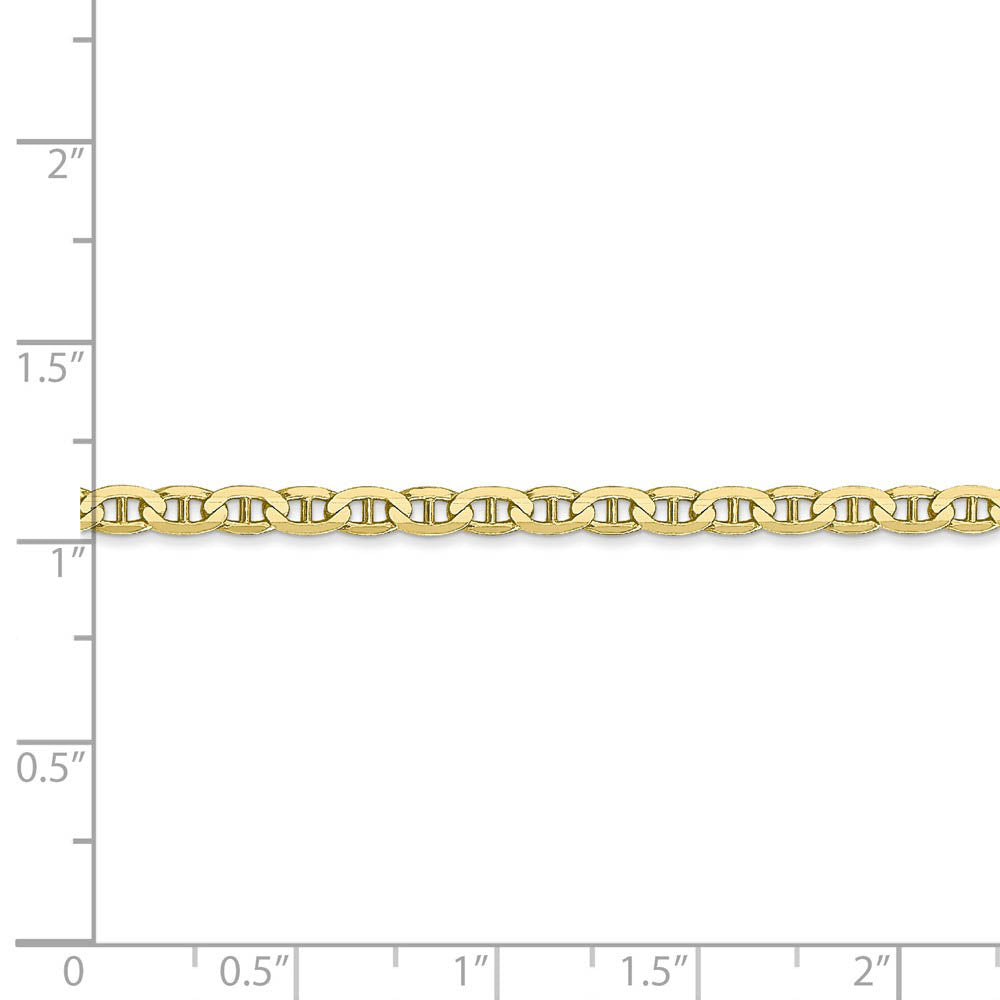 Alternate view of the 10k Yellow Gold 3mm Solid Concave Anchor Chain Necklace by The Black Bow Jewelry Co.