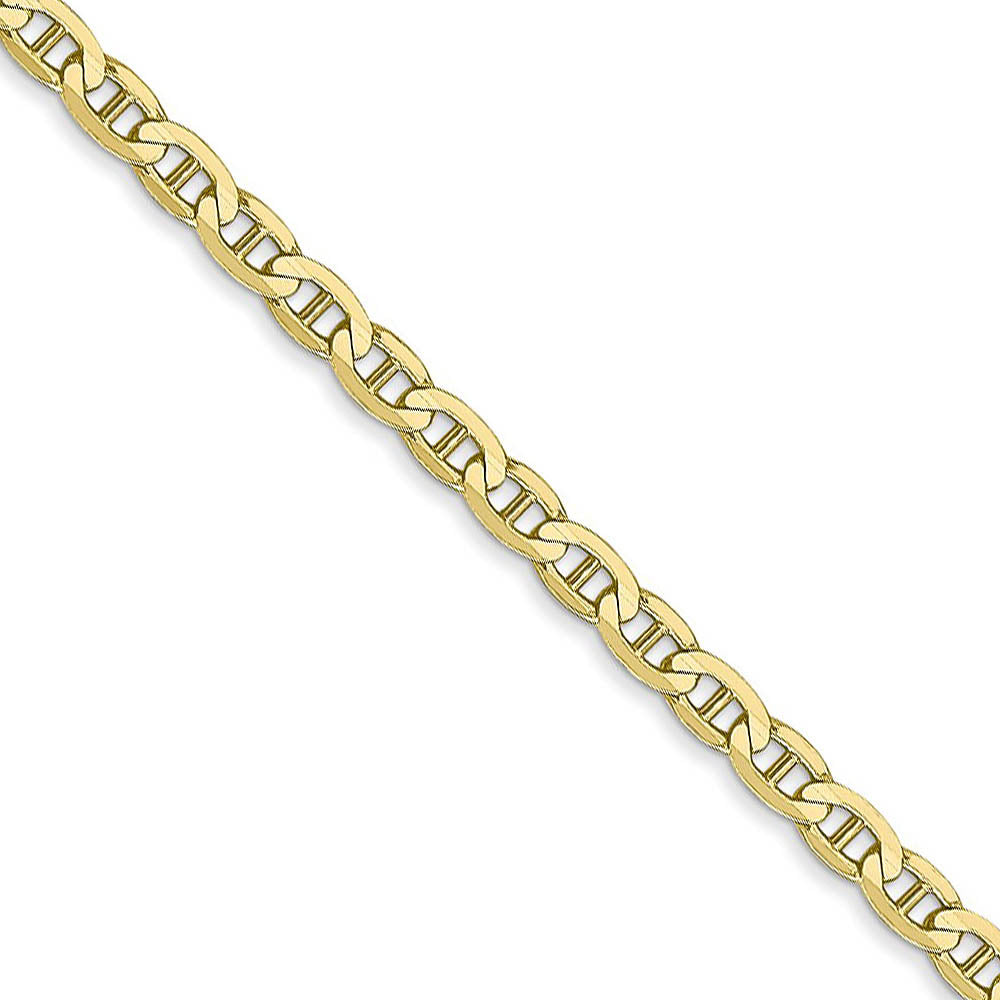 10k Yellow Gold 3mm Solid Concave Anchor Chain Necklace