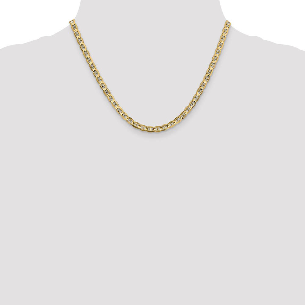 Alternate view of the 10k Yellow Gold 4.5mm Solid Concave Anchor Chain Necklace by The Black Bow Jewelry Co.