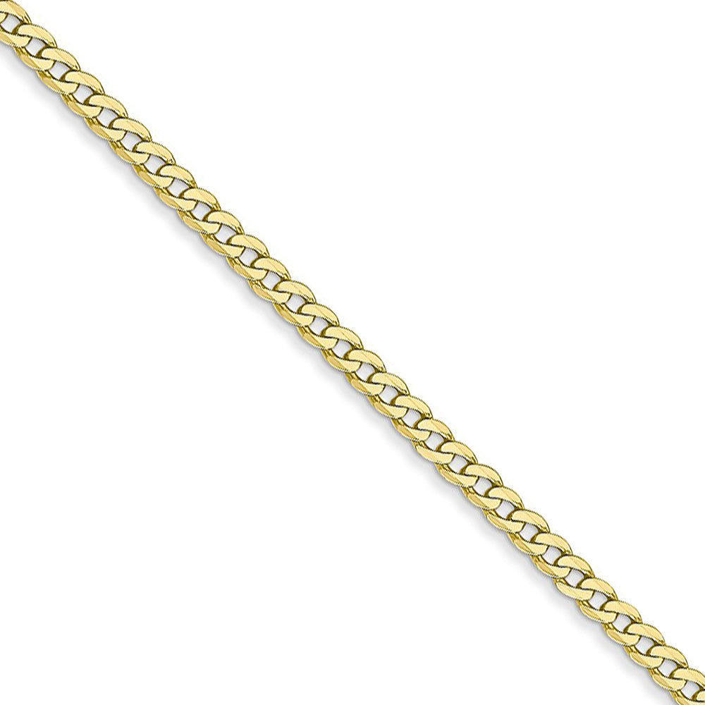 2.2mm 10k Yellow Gold Flat Beveled Curb Chain Necklace, Item C10069 by The Black Bow Jewelry Co.