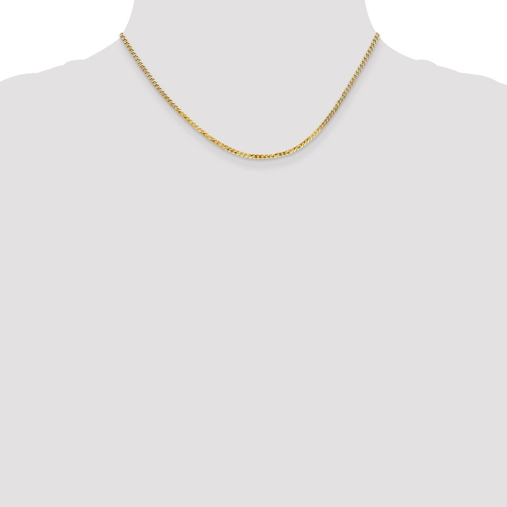 Alternate view of the 2.2mm 10k Yellow Gold Flat Beveled Curb Chain Necklace by The Black Bow Jewelry Co.
