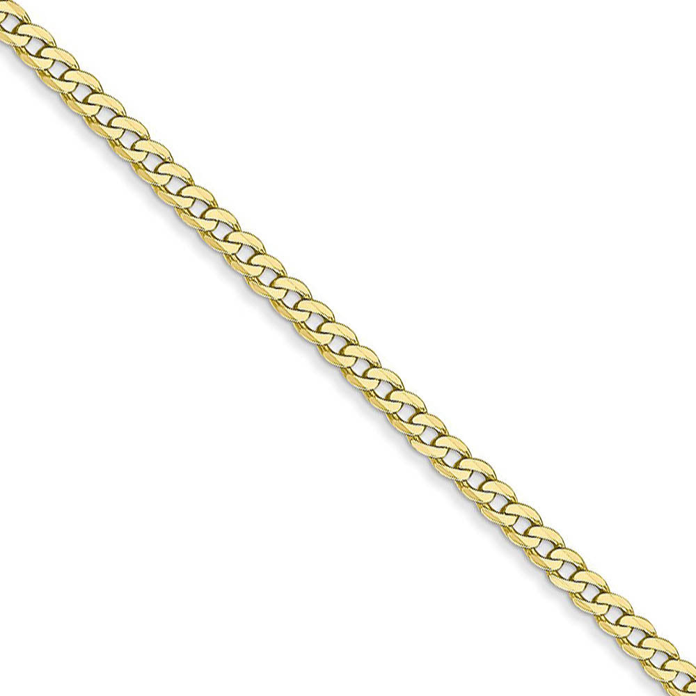 2.2mm 10k Yellow Gold Flat Beveled Curb Chain Necklace