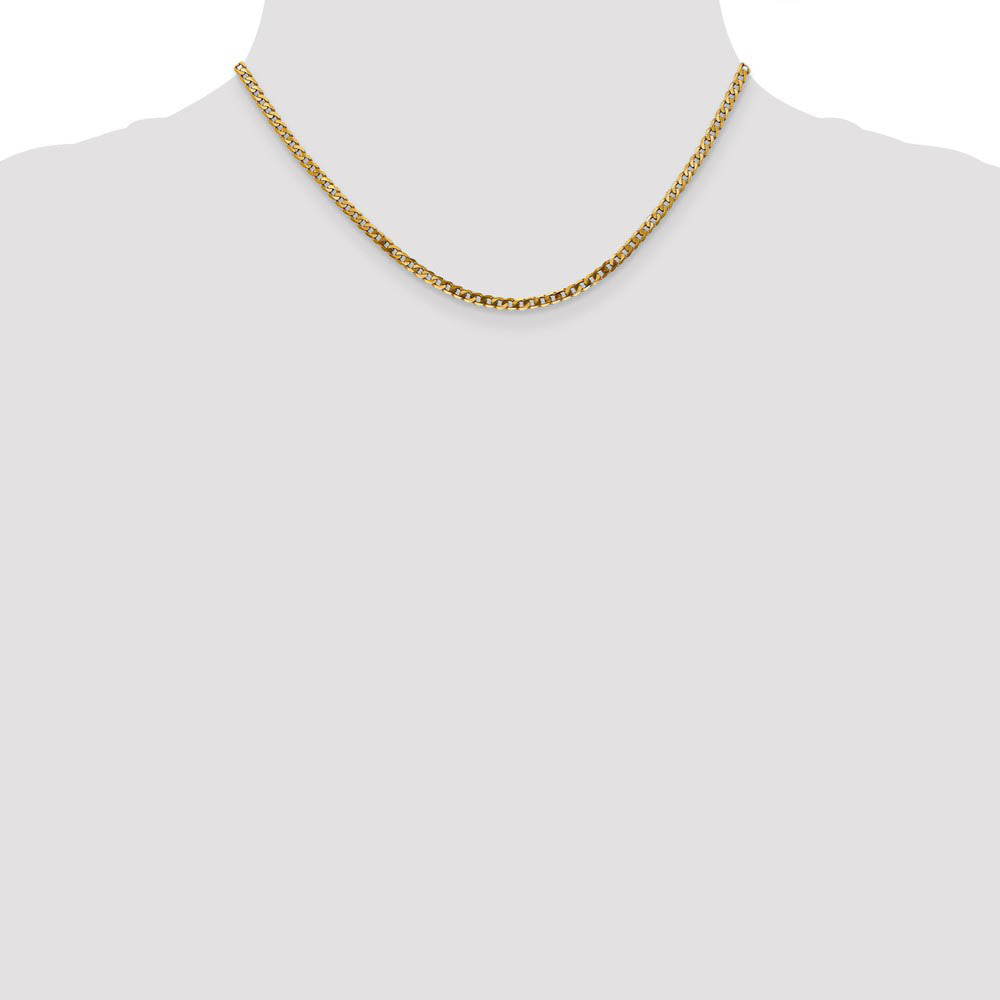 Alternate view of the 2.9mm 10k Yellow Gold Flat Beveled Curb Chain Necklace by The Black Bow Jewelry Co.