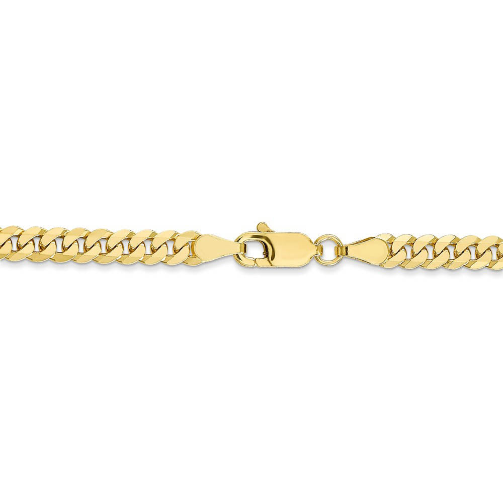 Alternate view of the 3.2mm 10k Yellow Gold Flat Beveled Curb Chain Necklace by The Black Bow Jewelry Co.