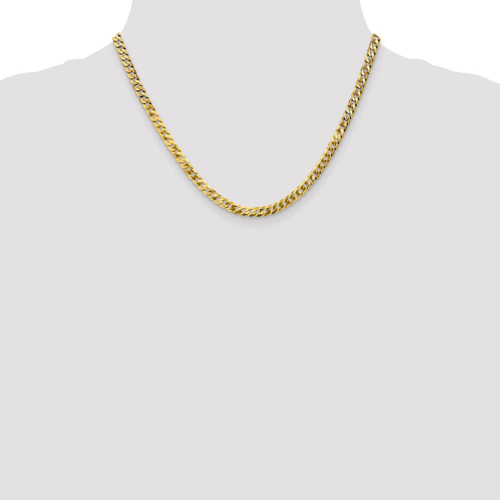 Alternate view of the 4.75mm 10k Yellow Gold Flat Beveled Curb Chain Necklace by The Black Bow Jewelry Co.