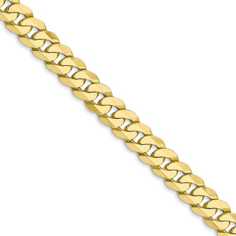 Men's 6.25mm 10k Yellow Gold Flat Beveled Curb Chain Necklace, Item C10074 by The Black Bow Jewelry Co.