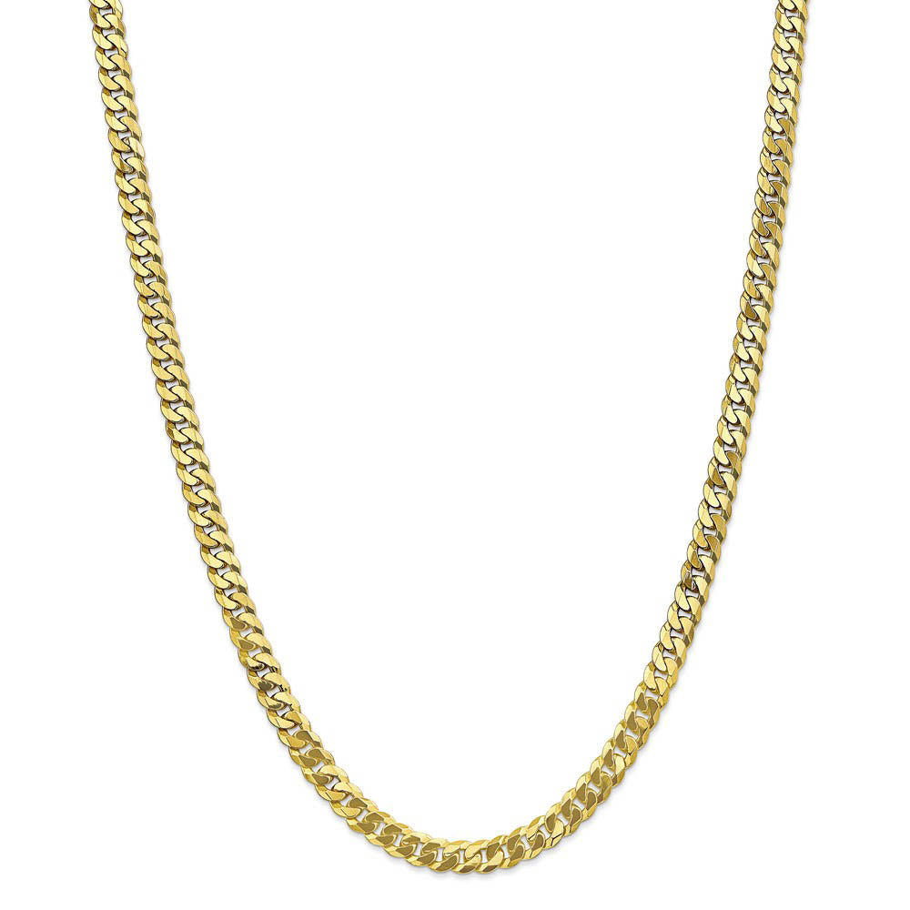 Alternate view of the Men's 6.25mm 10k Yellow Gold Flat Beveled Curb Chain Necklace by The Black Bow Jewelry Co.