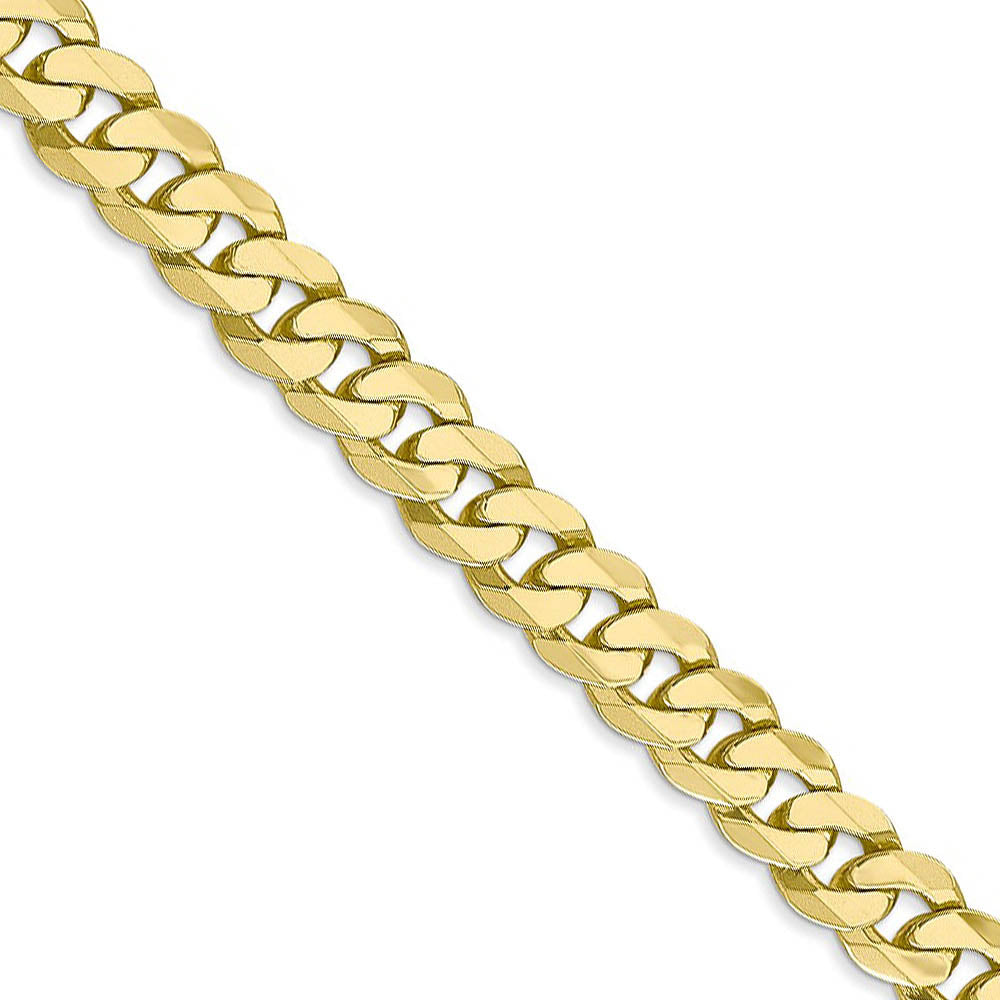 Men's 6.75mm 10k Yellow Gold Flat Beveled Curb Chain Necklace, Item C10075 by The Black Bow Jewelry Co.