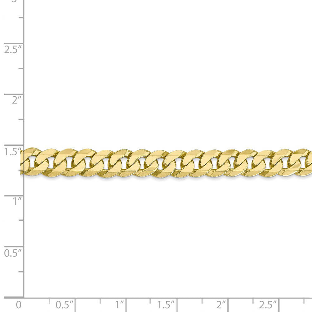 Alternate view of the Men's 6.75mm 10k Yellow Gold Flat Beveled Curb Chain Necklace by The Black Bow Jewelry Co.