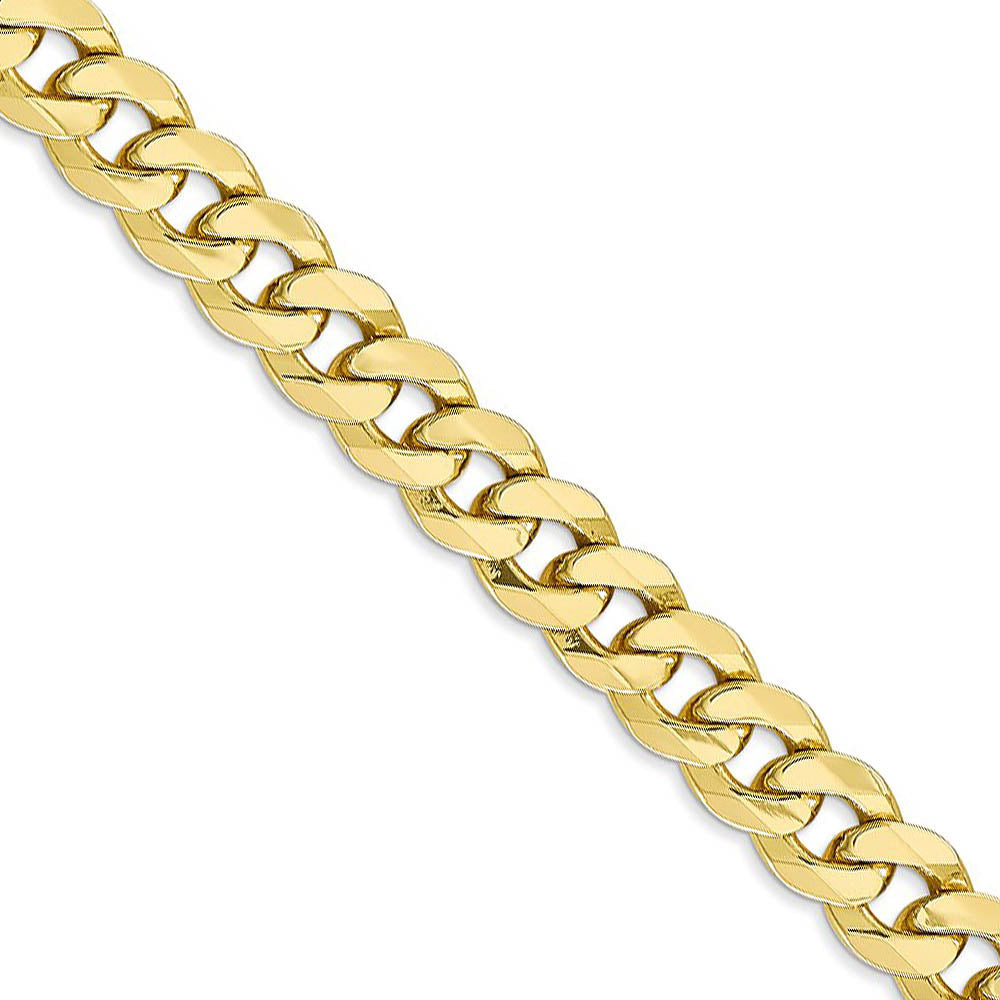 Men's 7.75mm 10k Yellow Gold Flat Beveled Curb Chain Necklace, Item C10076 by The Black Bow Jewelry Co.