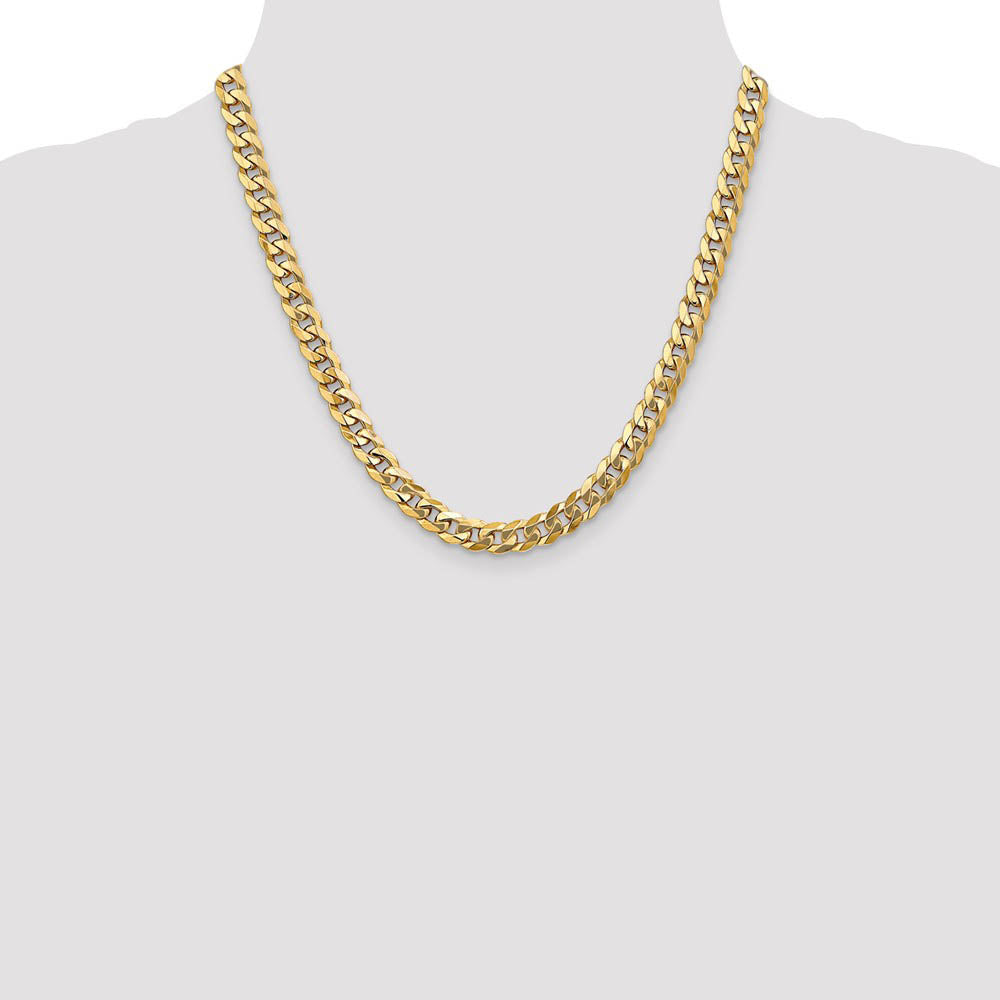Alternate view of the Men's 7.75mm 10k Yellow Gold Flat Beveled Curb Chain Necklace by The Black Bow Jewelry Co.