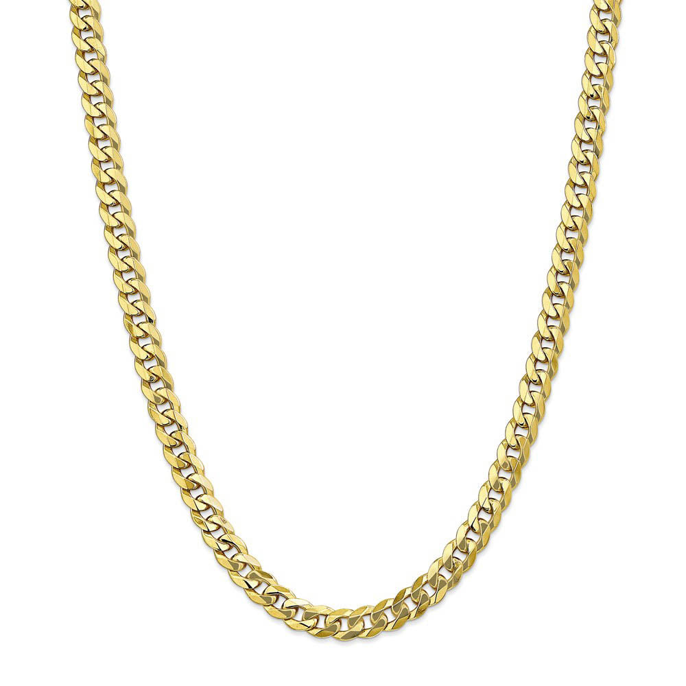 Alternate view of the Men's 7.75mm 10k Yellow Gold Flat Beveled Curb Chain Necklace by The Black Bow Jewelry Co.