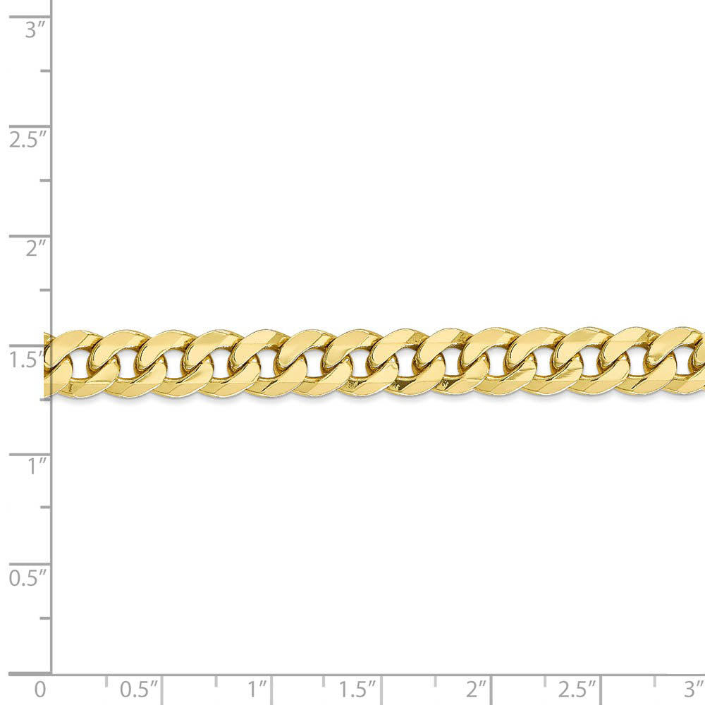 Alternate view of the Men's 7.75mm 10k Yellow Gold Flat Beveled Curb Chain Necklace by The Black Bow Jewelry Co.