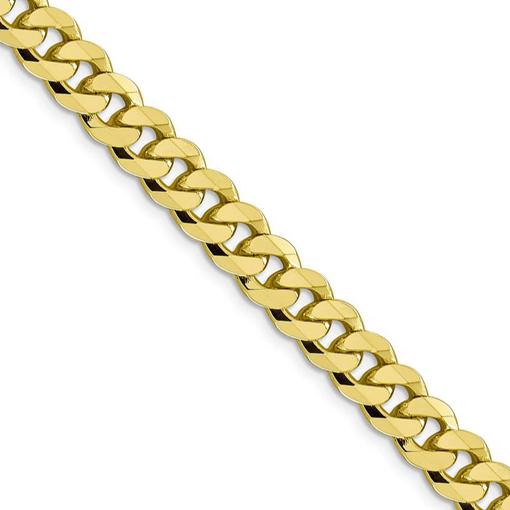 Men's 8.25mm 10k Yellow Gold Flat Beveled Curb Chain Necklace, Item C10077 by The Black Bow Jewelry Co.
