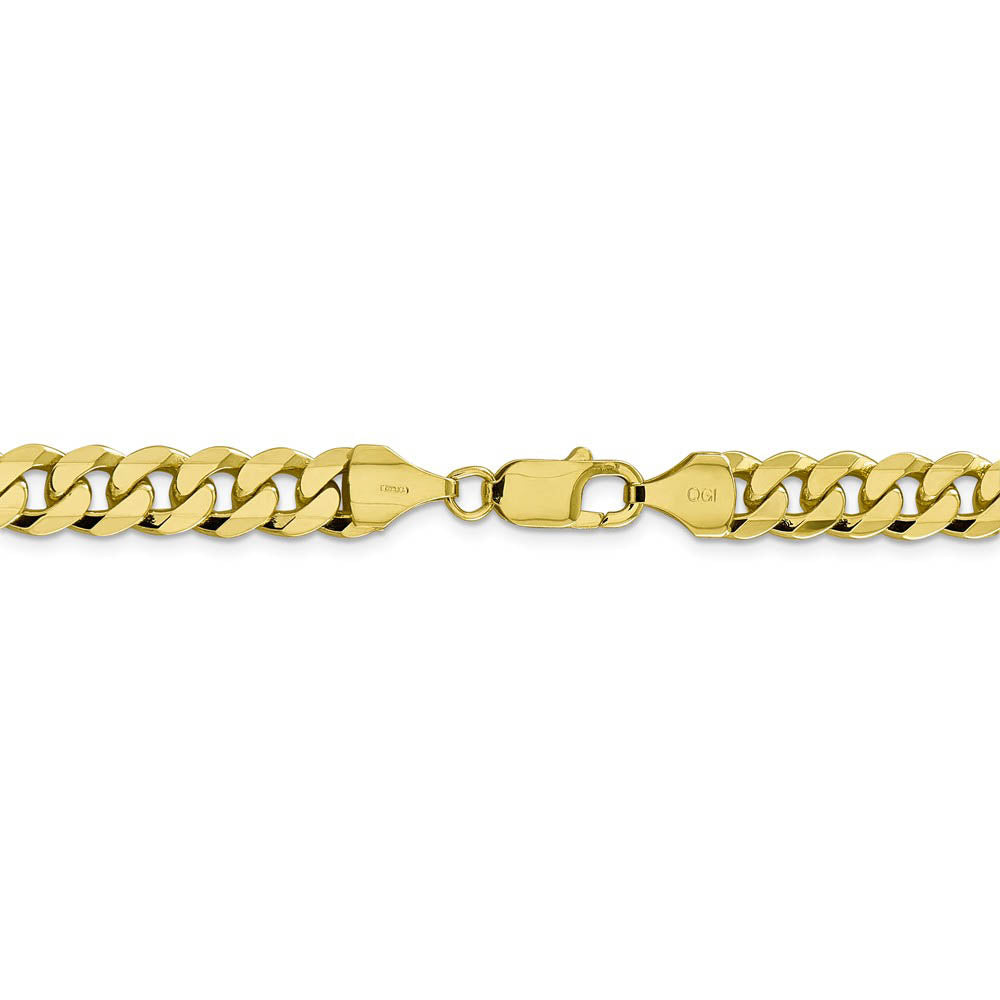 Alternate view of the Men's 8.25mm 10k Yellow Gold Flat Beveled Curb Chain Necklace by The Black Bow Jewelry Co.