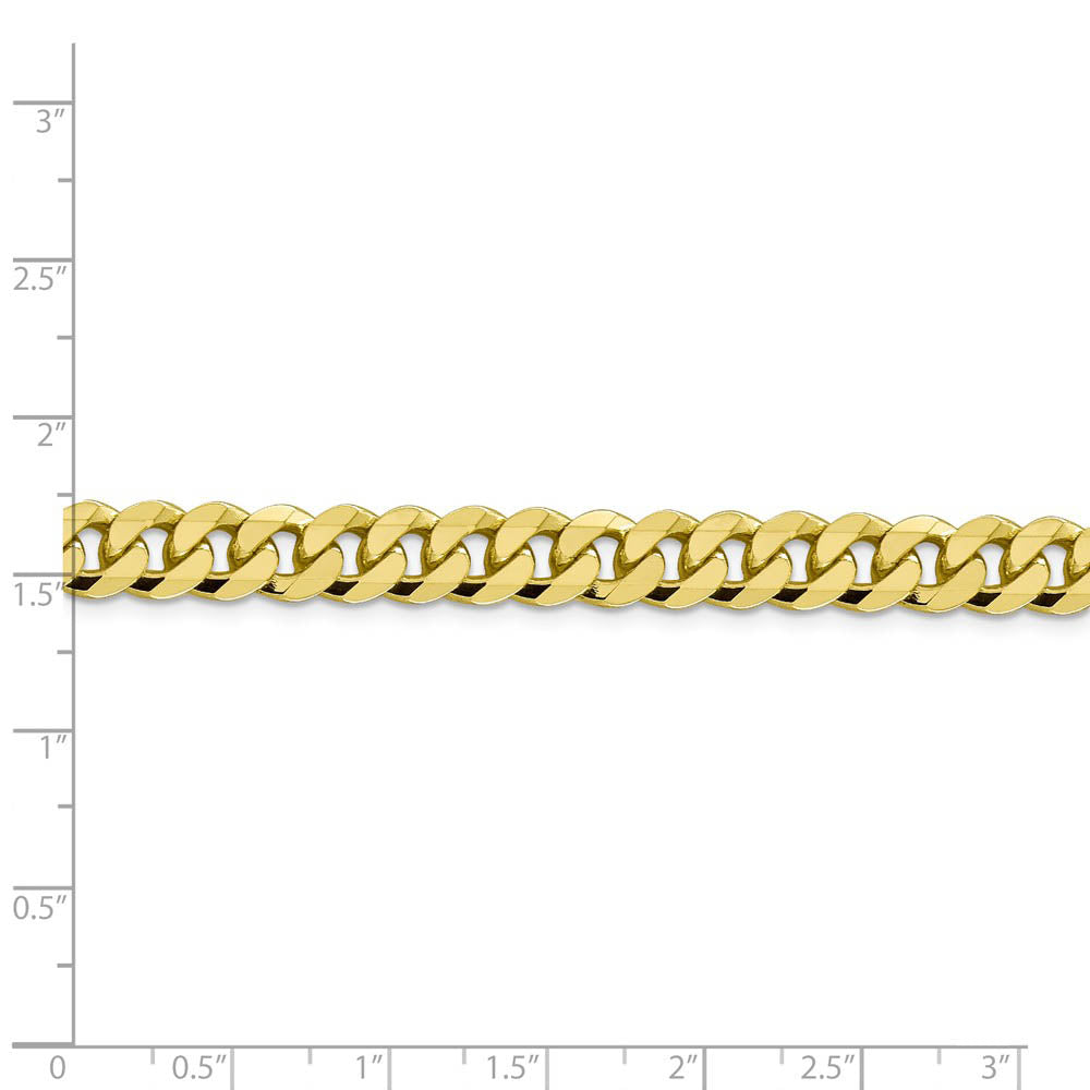 Alternate view of the Men's 8.25mm 10k Yellow Gold Flat Beveled Curb Chain Necklace by The Black Bow Jewelry Co.