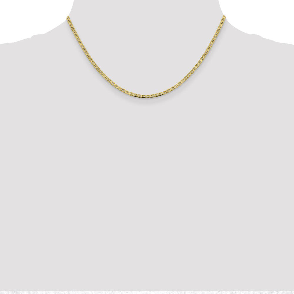 Alternate view of the 10k Yellow Gold 2.4mm Flat Anchor Chain Necklace by The Black Bow Jewelry Co.