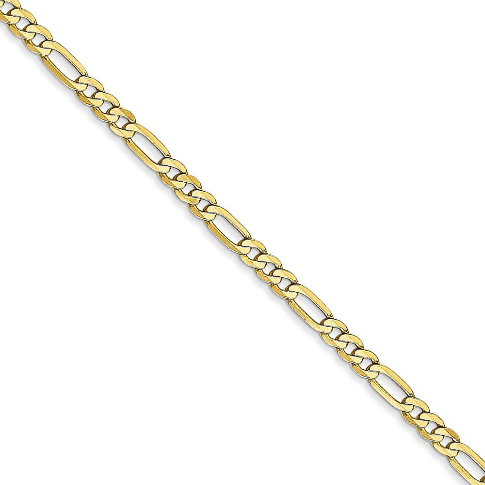 2.75mm 10k Yellow Gold Flat Figaro Chain Necklace, Item C10079 by The Black Bow Jewelry Co.