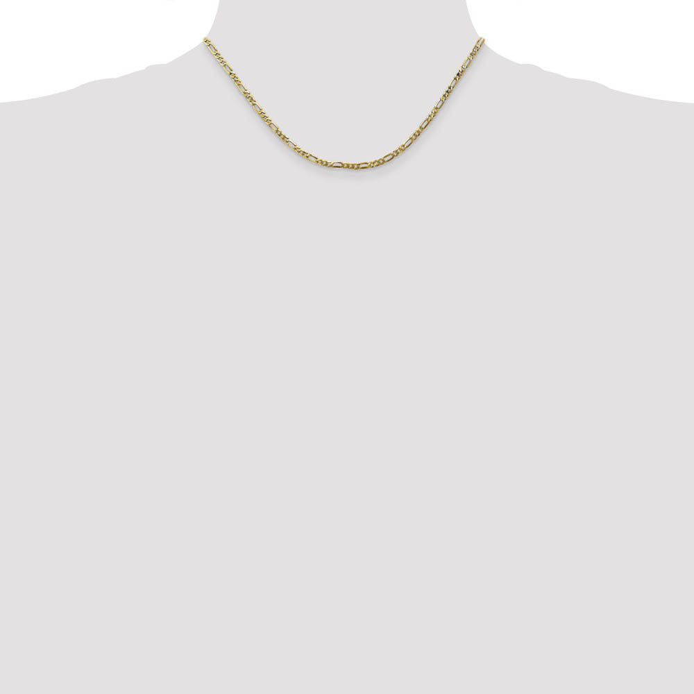 Alternate view of the 2.75mm 10k Yellow Gold Flat Figaro Chain Necklace by The Black Bow Jewelry Co.