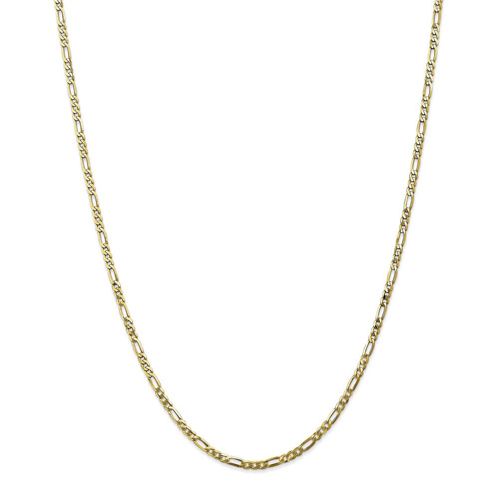 Alternate view of the 2.75mm 10k Yellow Gold Flat Figaro Chain Necklace by The Black Bow Jewelry Co.