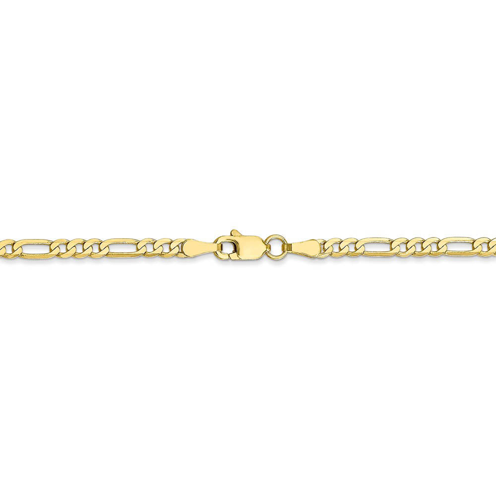 Alternate view of the 2.75mm 10k Yellow Gold Flat Figaro Chain Necklace by The Black Bow Jewelry Co.