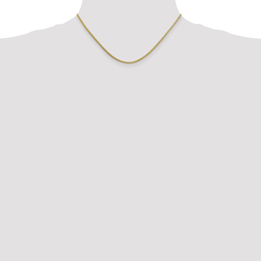 Alternate view of the 1.3mm 10k Yellow Gold Solid Franco Chain Necklace by The Black Bow Jewelry Co.