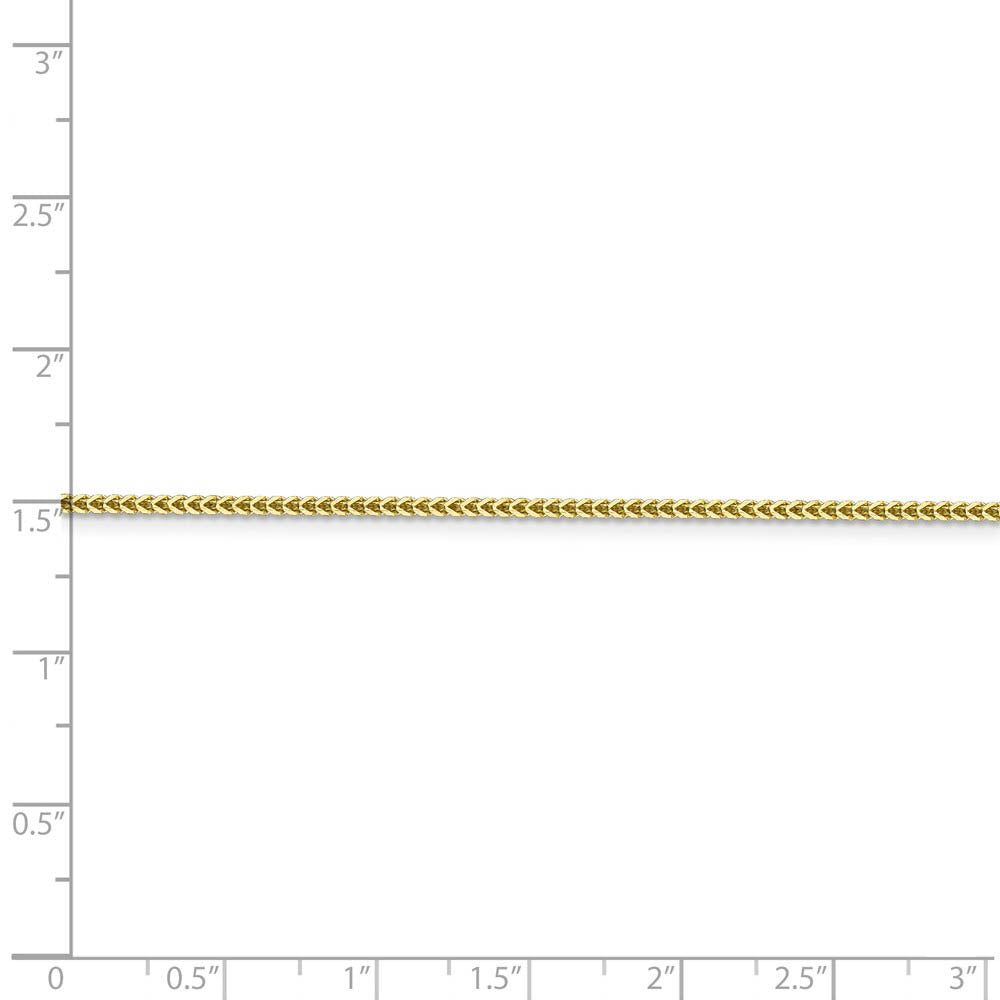 Alternate view of the 1.3mm 10k Yellow Gold Solid Franco Chain Necklace by The Black Bow Jewelry Co.