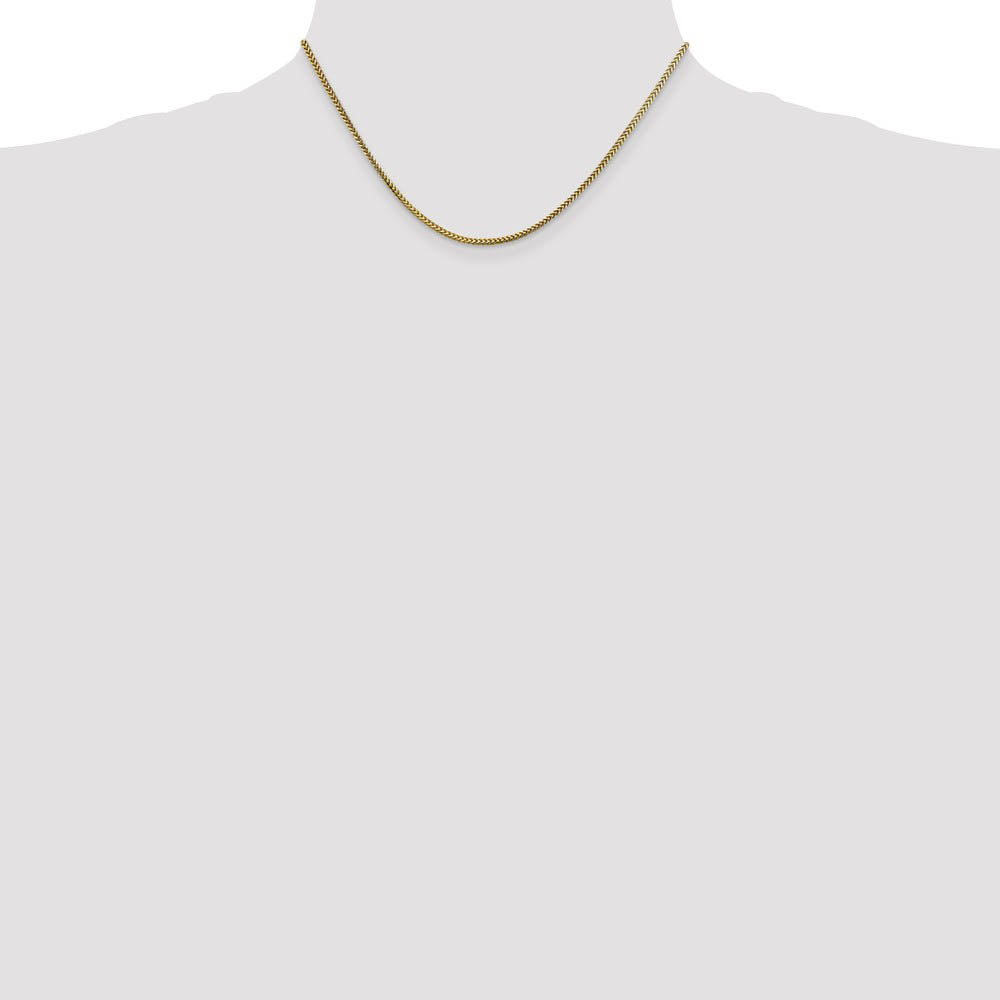Alternate view of the 1.5mm 10k Yellow Gold Solid Franco Chain Necklace by The Black Bow Jewelry Co.