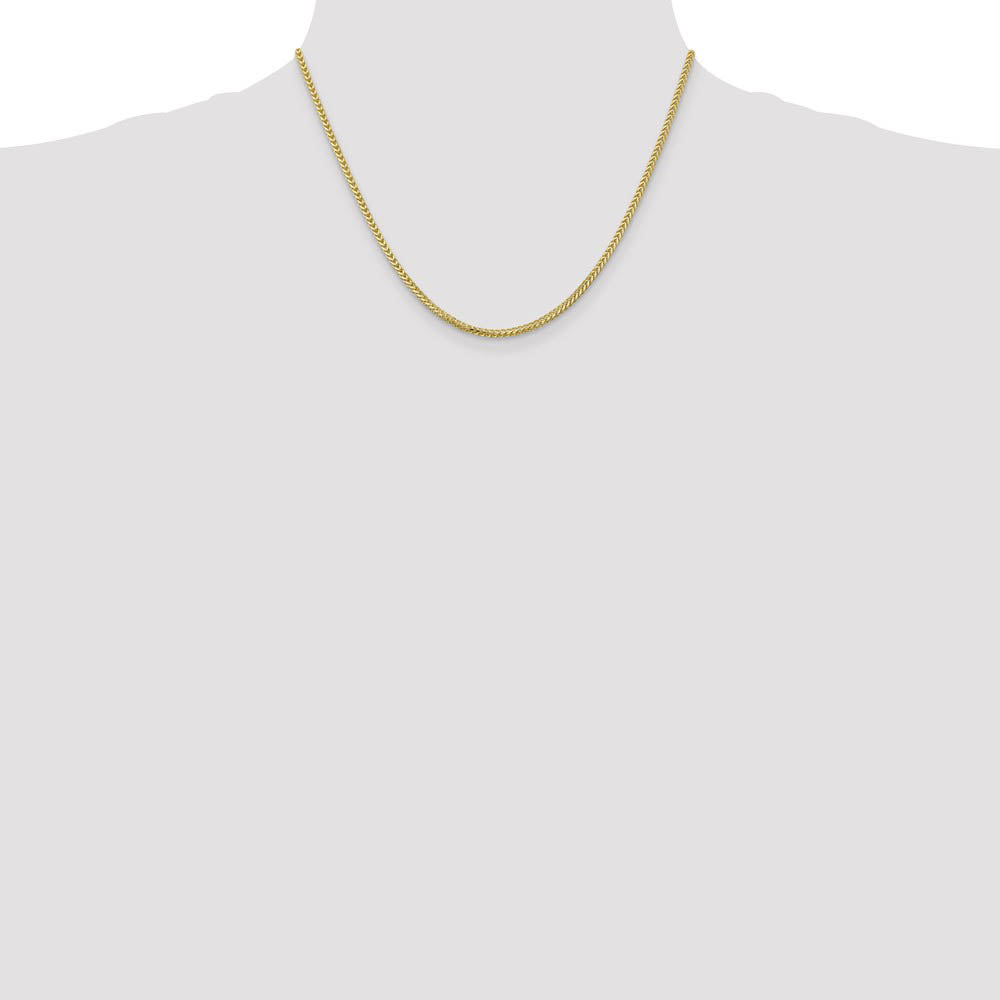 Alternate view of the 2mm 10k Yellow Gold Solid Franco Chain Necklace by The Black Bow Jewelry Co.