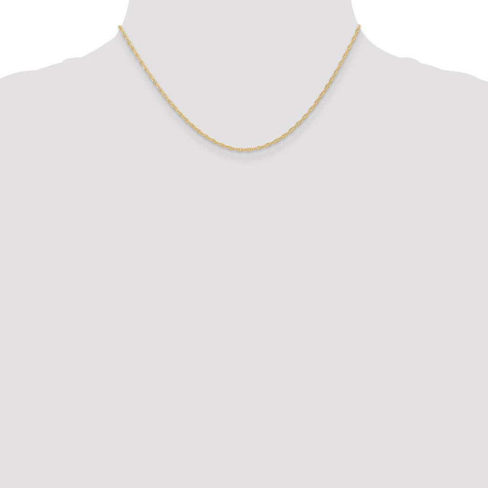 Alternate view of the 1.35mm 10k Yellow Gold Solid Cable Rope Chain Necklace by The Black Bow Jewelry Co.