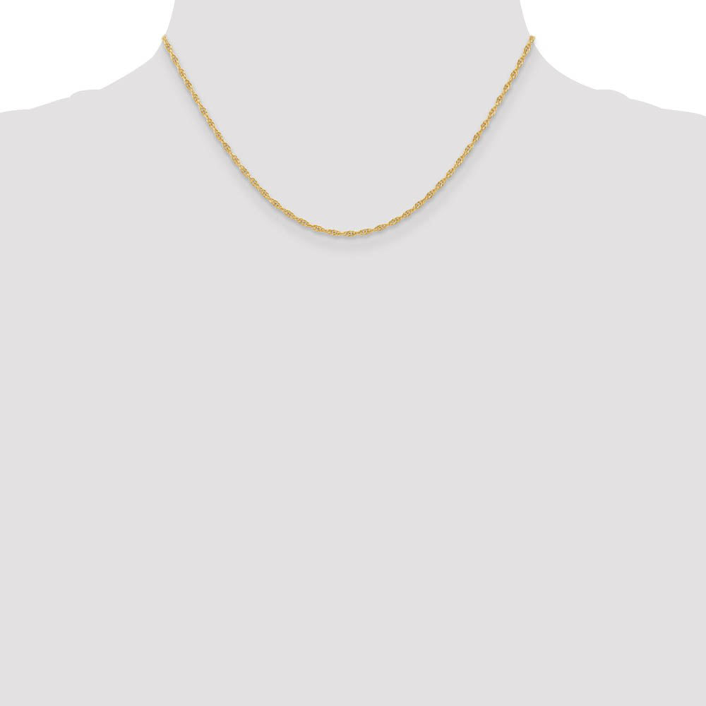 Alternate view of the 1.5mm 10K Yellow Gold Solid Cable Rope Chain Necklace by The Black Bow Jewelry Co.