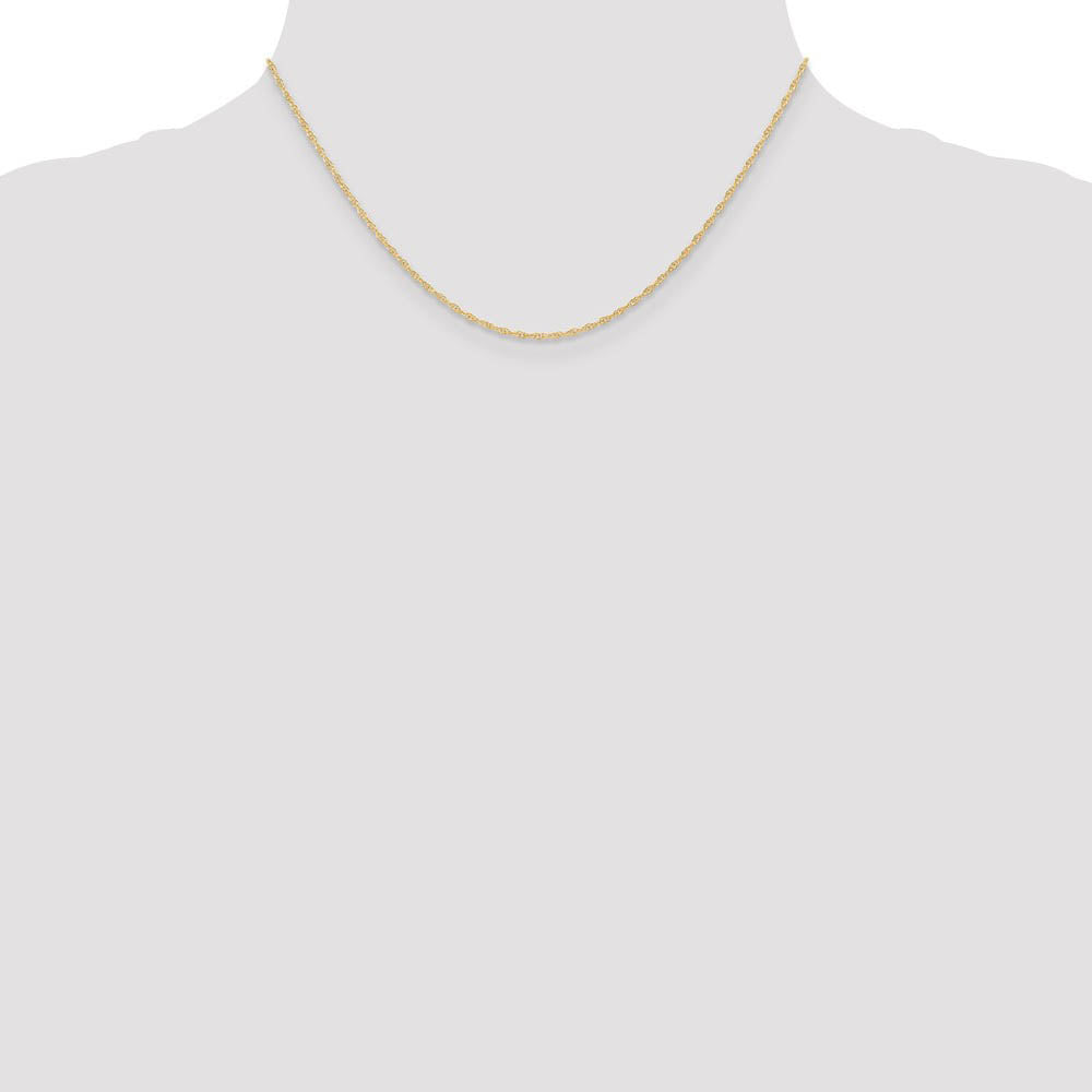 Alternate view of the 1.15mm 10K Yellow Gold Solid Cable Rope Chain Necklace by The Black Bow Jewelry Co.