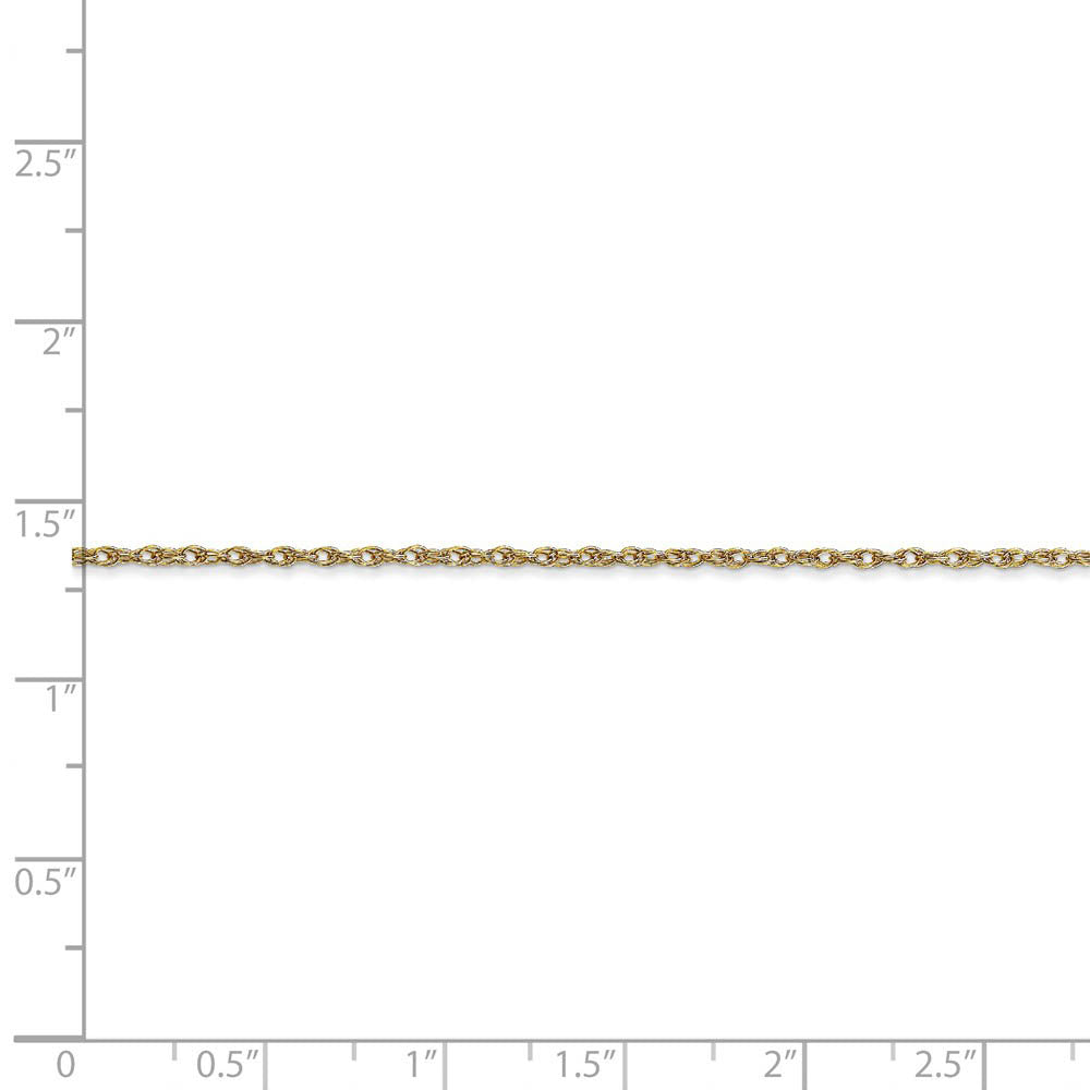 Alternate view of the 1.15mm 10K Yellow Gold Solid Cable Rope Chain Necklace by The Black Bow Jewelry Co.