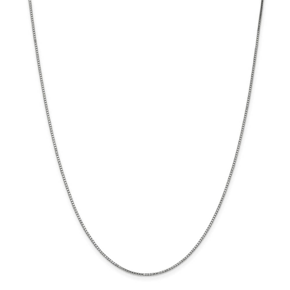 Alternate view of the 1.1mm 10k White Gold Solid Box Chain Necklace by The Black Bow Jewelry Co.