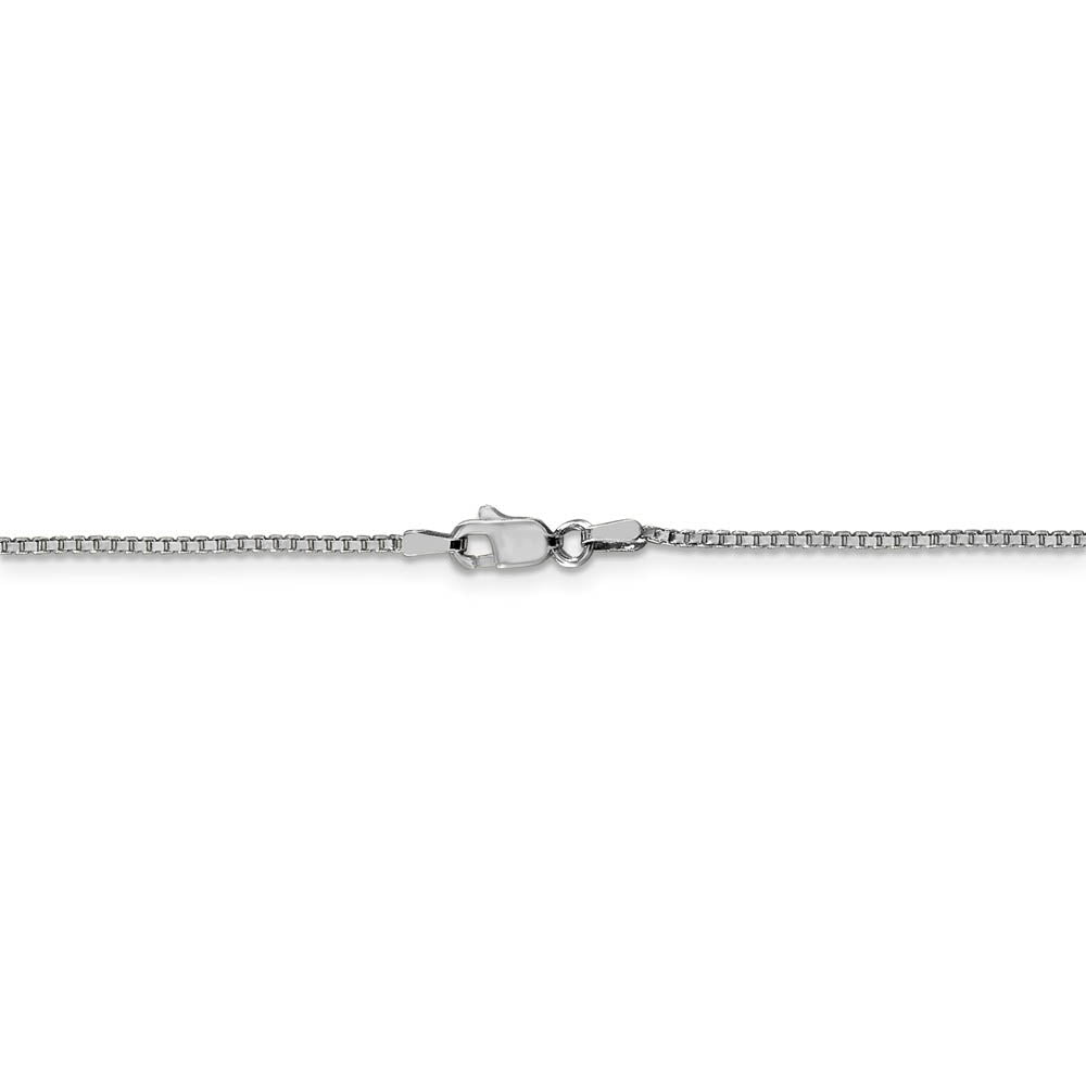 Alternate view of the 1.1mm 10k White Gold Solid Box Chain Necklace by The Black Bow Jewelry Co.