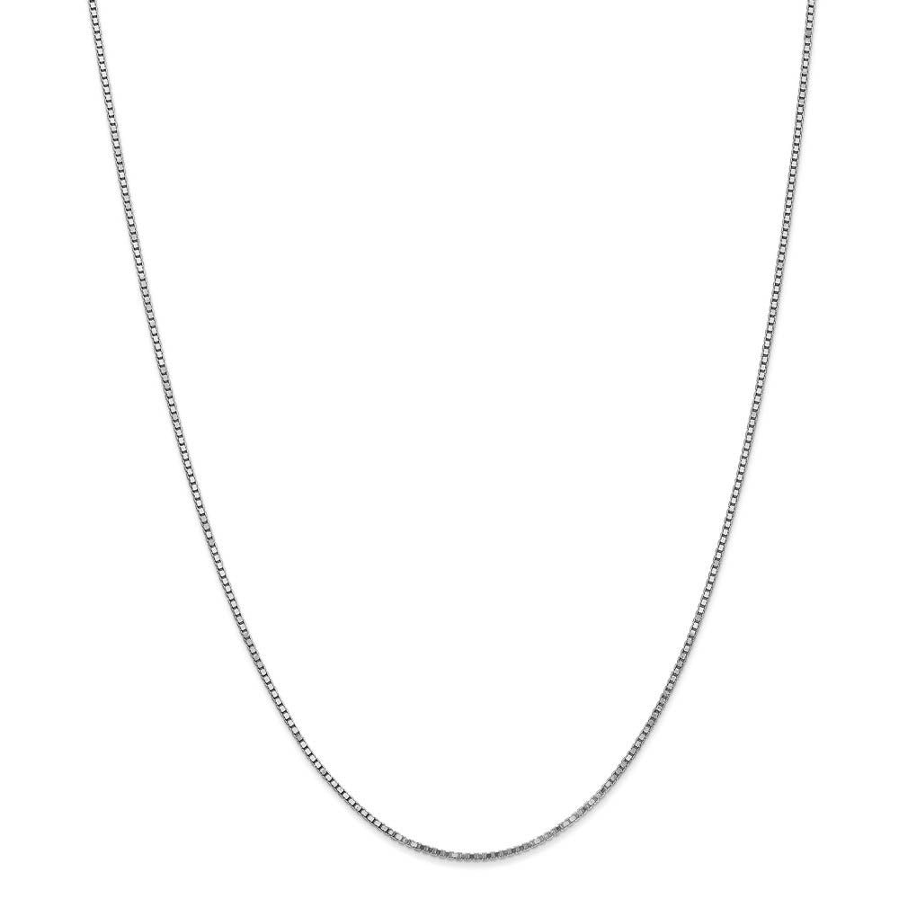 Alternate view of the 1.3mm 10k White Gold Solid Box Chain Necklace by The Black Bow Jewelry Co.