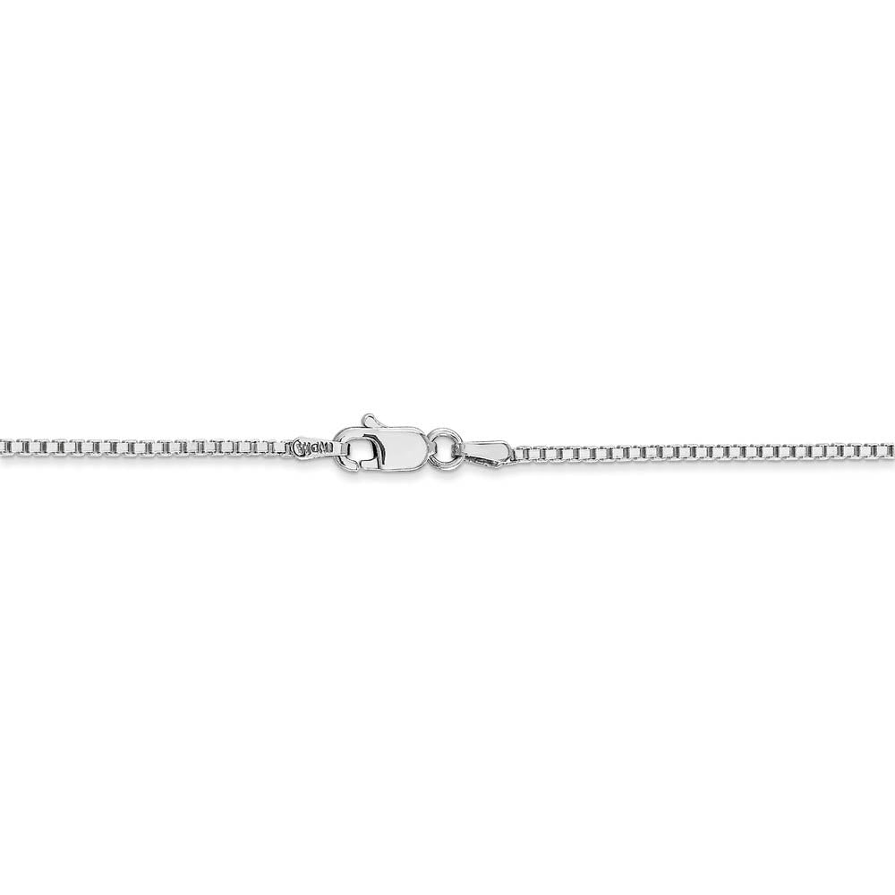 Alternate view of the 1.3mm 10k White Gold Solid Box Chain Necklace by The Black Bow Jewelry Co.