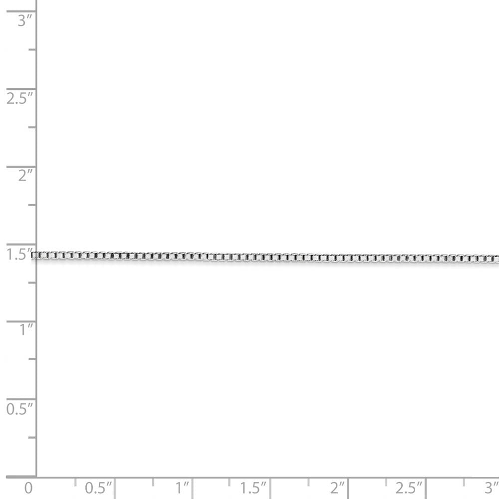 Alternate view of the 1.3mm 10k White Gold Solid Box Chain Necklace by The Black Bow Jewelry Co.