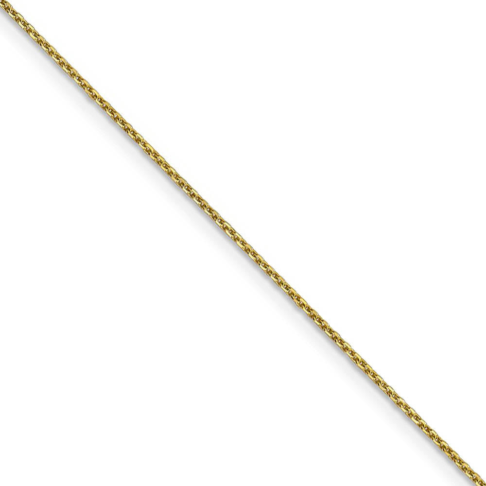 1mm 10k Yellow Gold Solid Diamond Cut Cable Chain Necklace