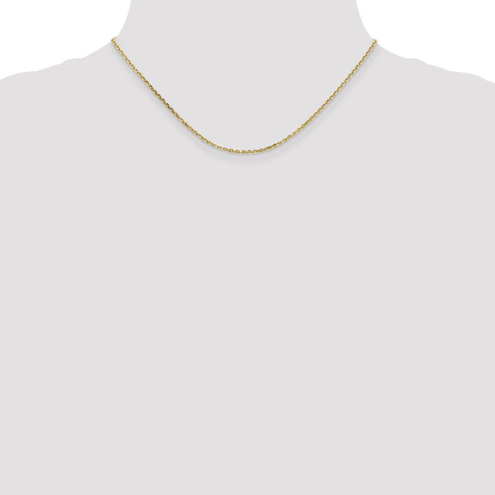 Alternate view of the 1.65mm 10k Yellow Gold Solid Diamond Cut Cable Chain Necklace by The Black Bow Jewelry Co.