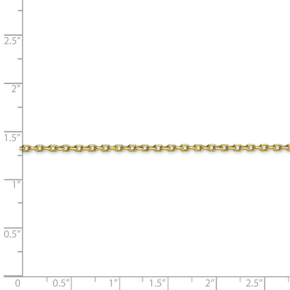 Alternate view of the 1.8mm 10k Yellow Gold Solid Diamond Cut Cable Chain Necklace by The Black Bow Jewelry Co.