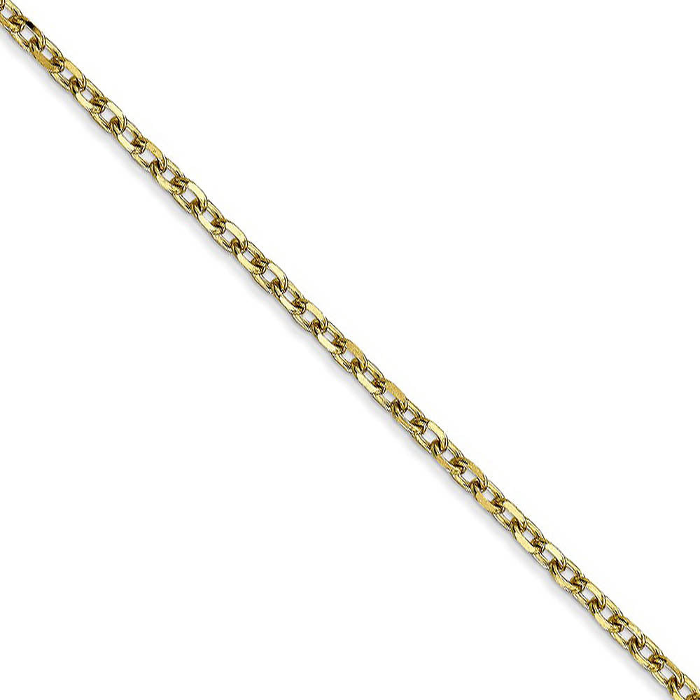 2.2mm 10k Yellow Gold Solid Diamond Cut Cable Chain Necklace