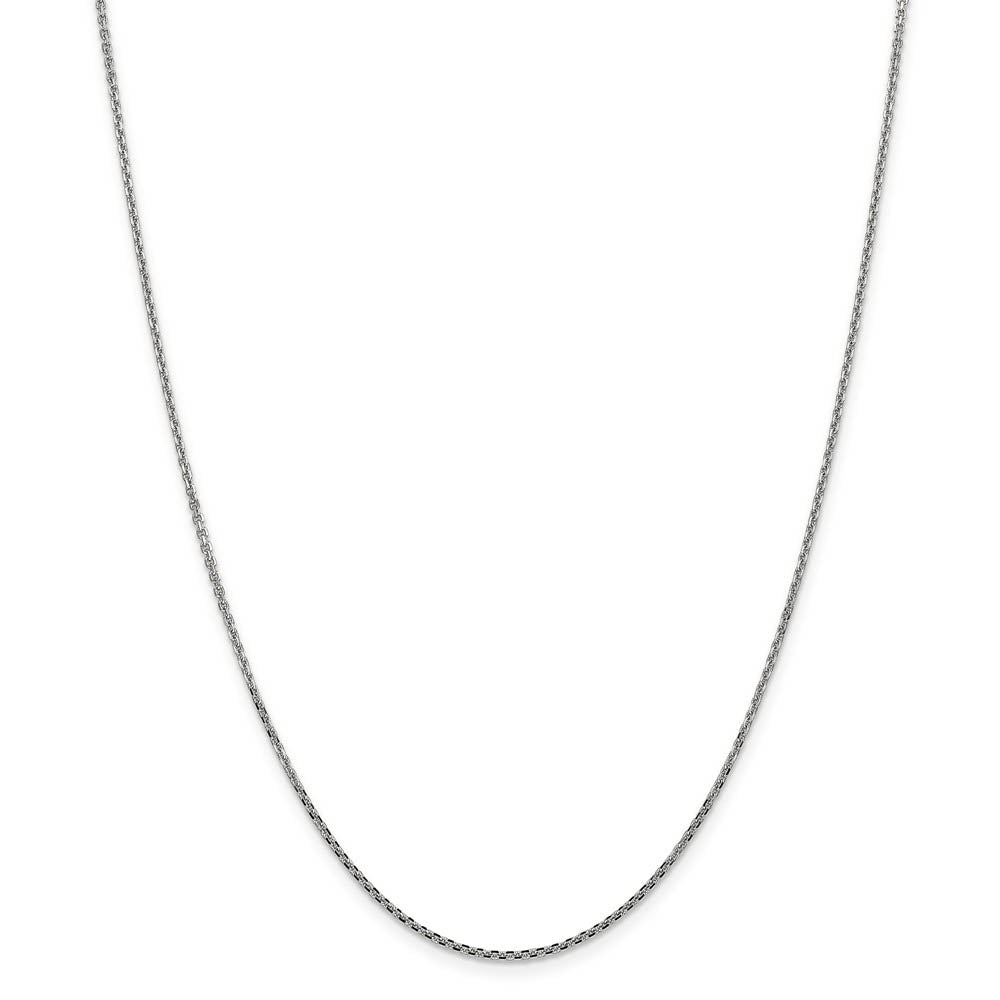 Alternate view of the 1.3mm 10k White Gold Solid Diamond Cut Cable Chain Necklace by The Black Bow Jewelry Co.