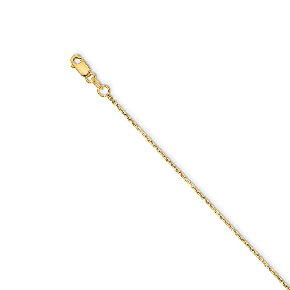 1mm 14k Yellow Gold Solid Diamond Cut Cable Chain Necklace