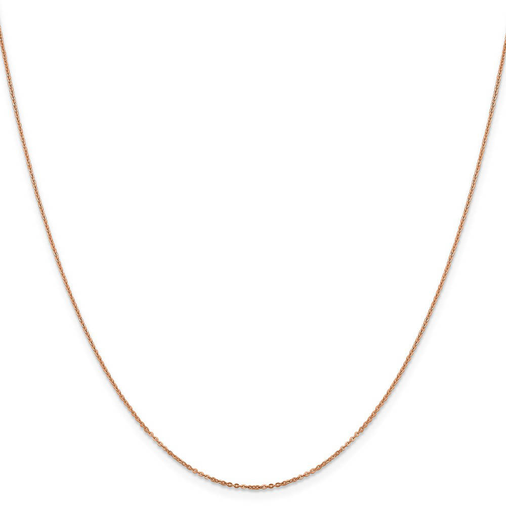 Alternate view of the 1.1mm 14K Rose Gold Solid Flat Cable Chain Necklace by The Black Bow Jewelry Co.