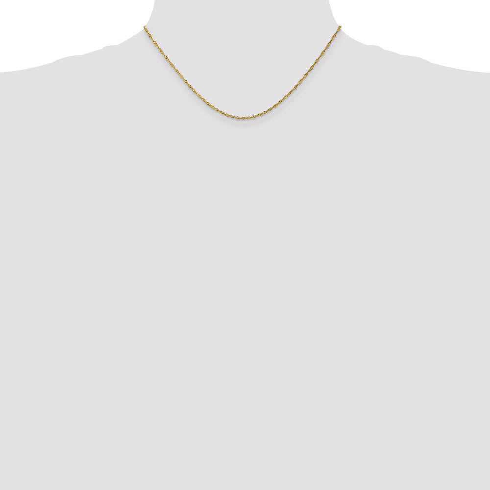 Alternate view of the 1.4mm 10k Yellow Gold Solid Singapore Chain Necklace by The Black Bow Jewelry Co.
