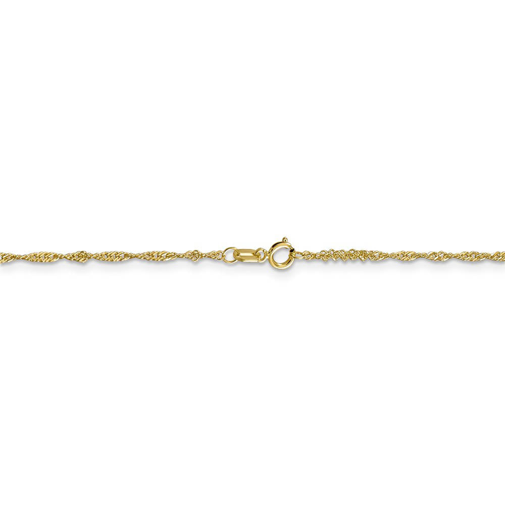 Alternate view of the 1.4mm 10k Yellow Gold Solid Singapore Chain Necklace by The Black Bow Jewelry Co.