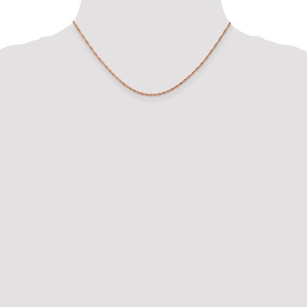 Alternate view of the 1mm 14K Rose Gold Solid Singapore Chain Necklace by The Black Bow Jewelry Co.